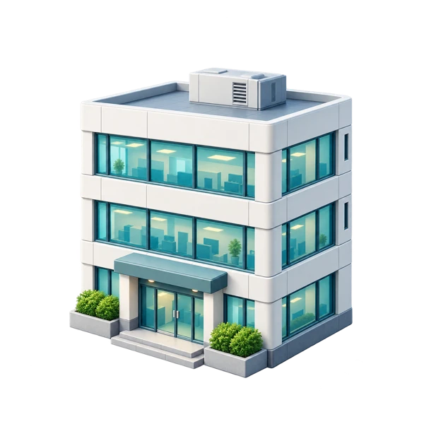 会社・事業紹介を表す立体イラスト