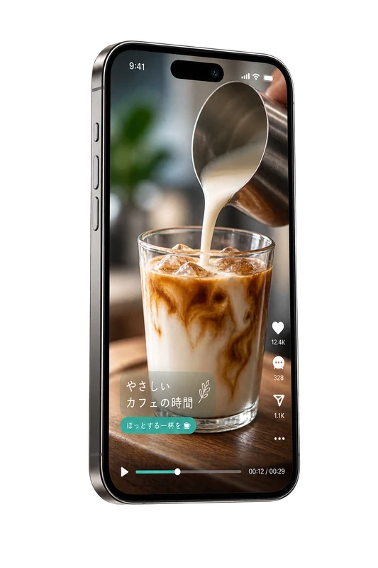 スマートフォンで再生する縦型SNS動画のイメージ